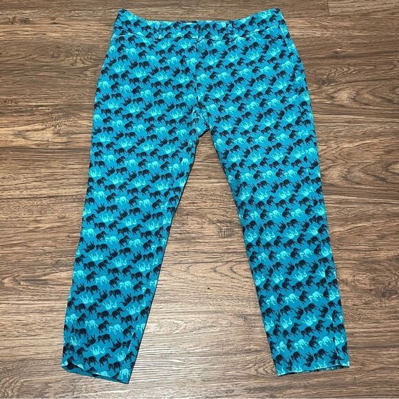 New York & Co The Audrey Pant Slim Leg Ankle 4 Way Stretch Teal Elephants Sz 10 - Picture 2 of 10